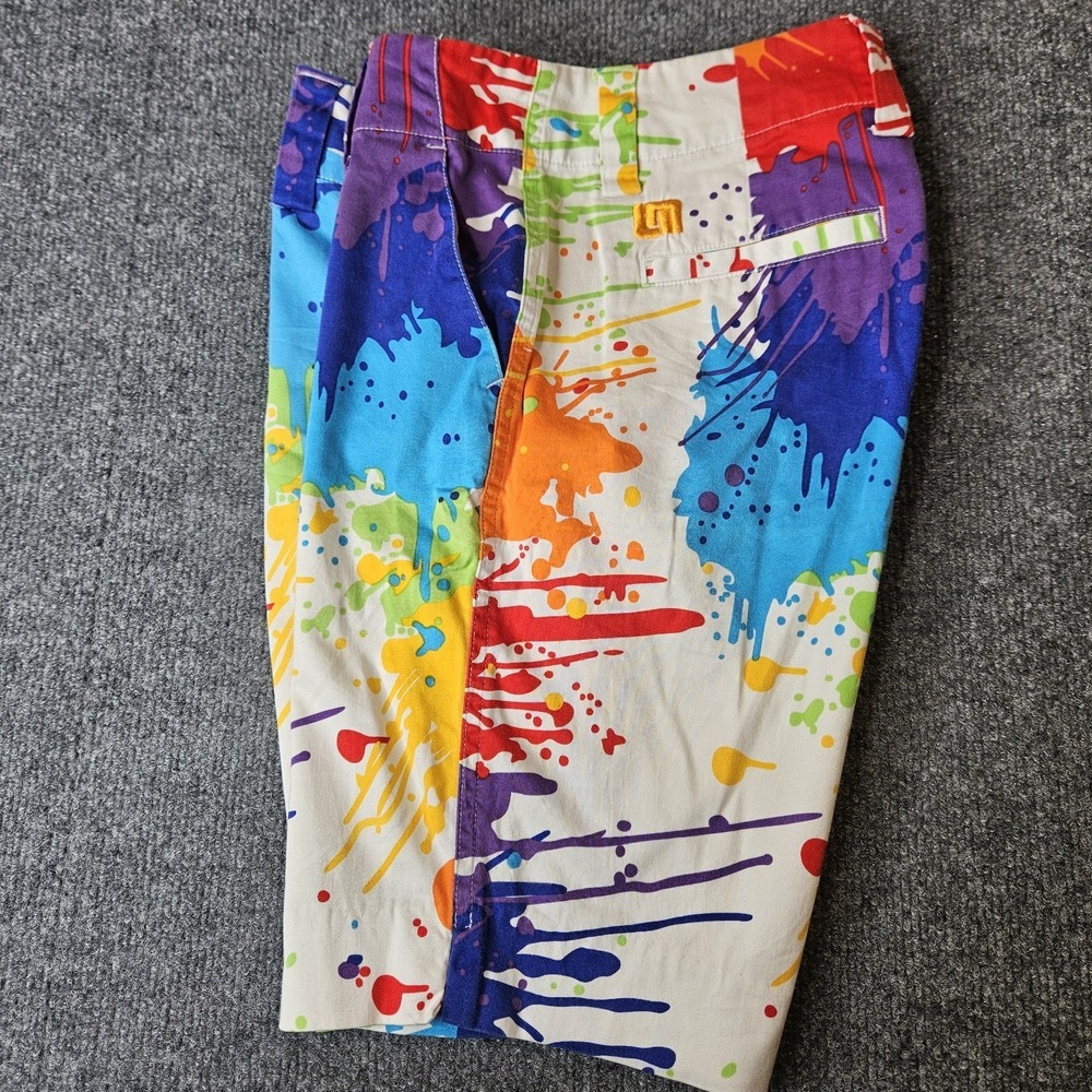 Loudmouth Golf Womens Drop Cloth Bermuda Shorts Size 4 Paint Splatter  9" Inseam